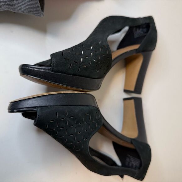 Clark’s Jenness Energy Platform Cutout Peep Toe Heeled Sandals Size 8.5 - Picture 7 of 10
